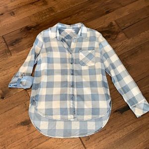 NWOT button up soft blue/white checkered shirt, S